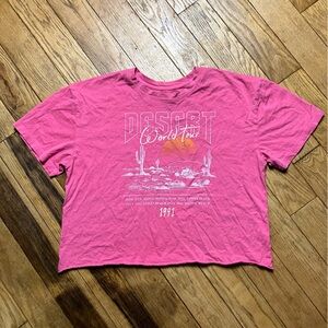 Social Culture Desert World Tour Graphic T‎ Shirt Cropped Pink Cotton Size L